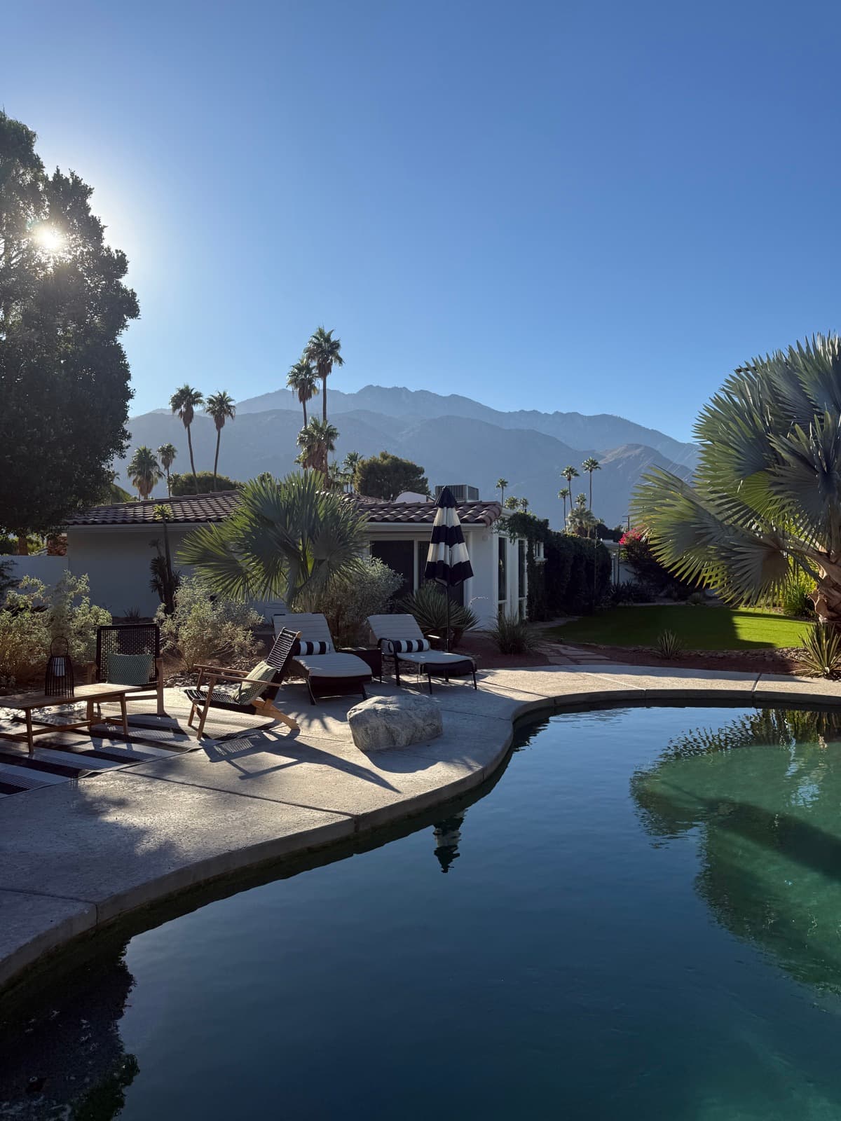 Morning sun over the pool